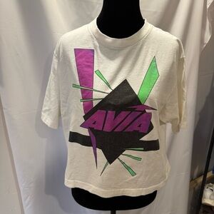 Vtg 80s Avia Faded Crop Shirt M USA Gym Beach Surf Grunge Vaporwave Skate OP 90s